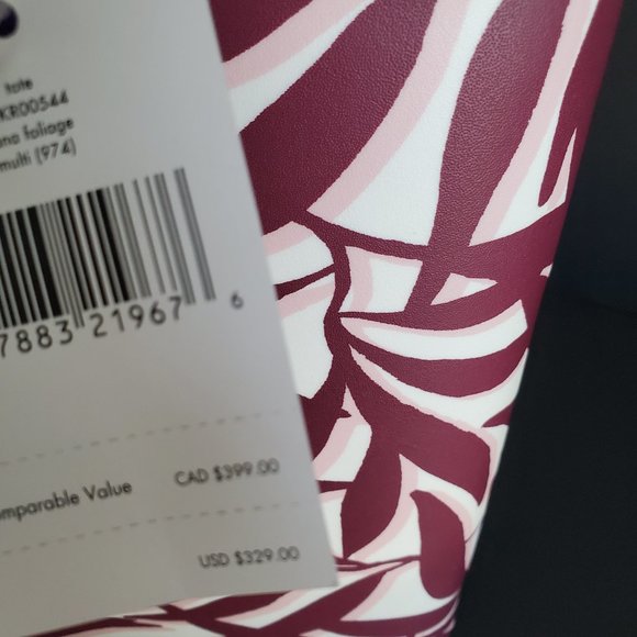 KATE SPADE Authentic Jana Foliage Tote Handbag Smooth Leather Travel Resortwear - Picture 11 of 11